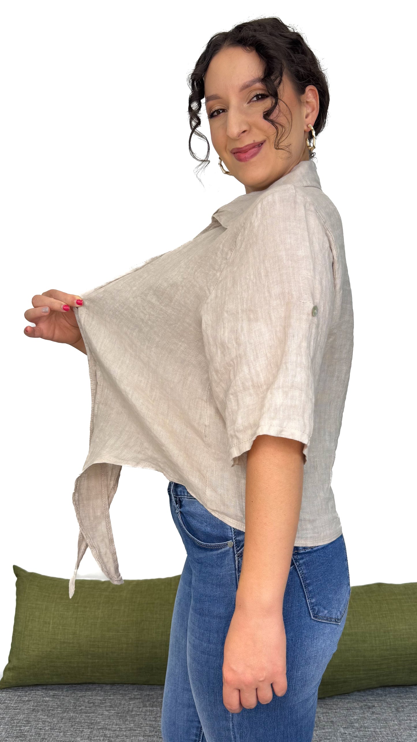 Camicia con nodino 100% Lino