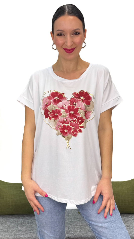 T-SHIRT CUORE DI FIORI LINEA MORBIDA