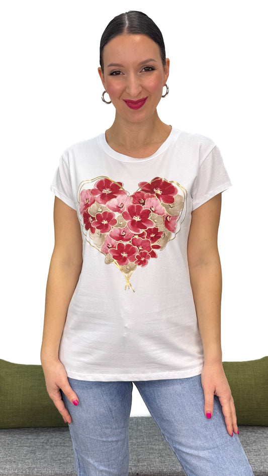 T-SHIRT CUORE DI FIORI