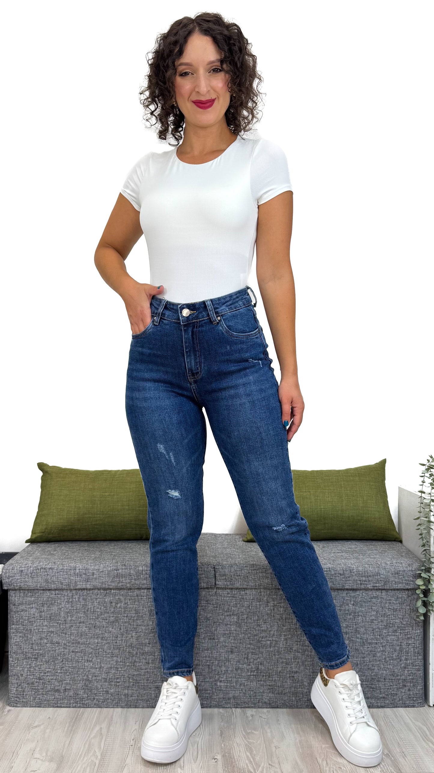 JEANS MOM-FIT BLU
