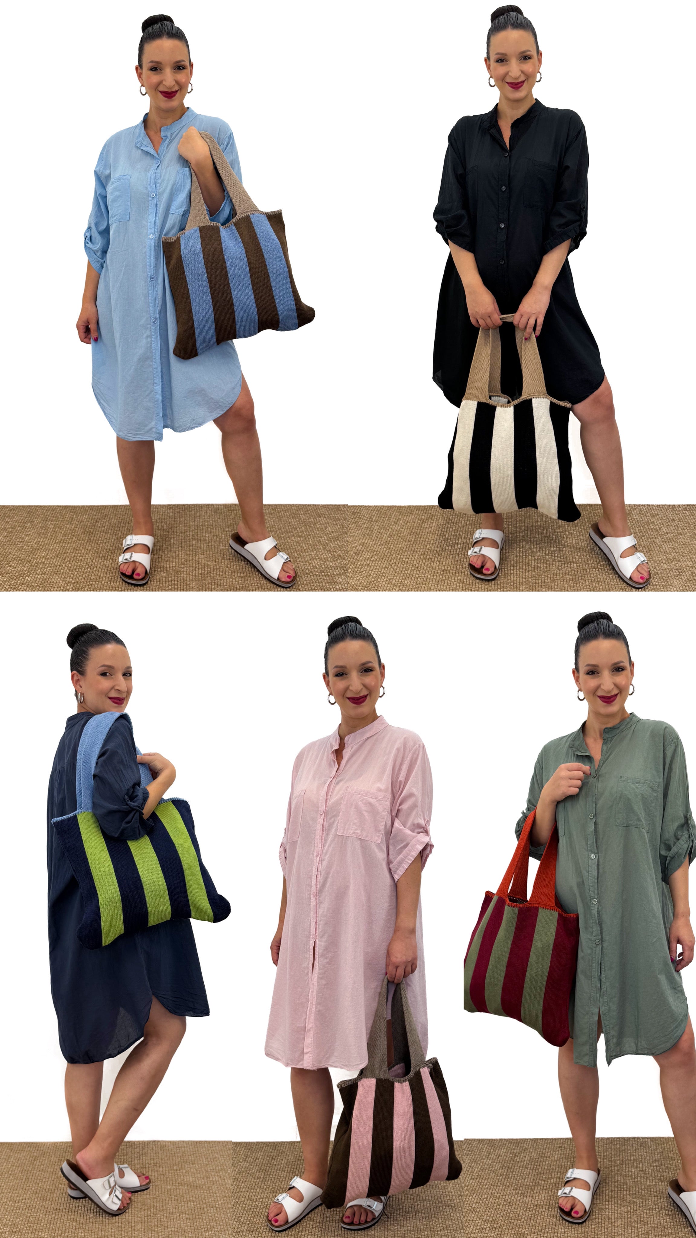 BORSA IN MAGLIA RIGATA