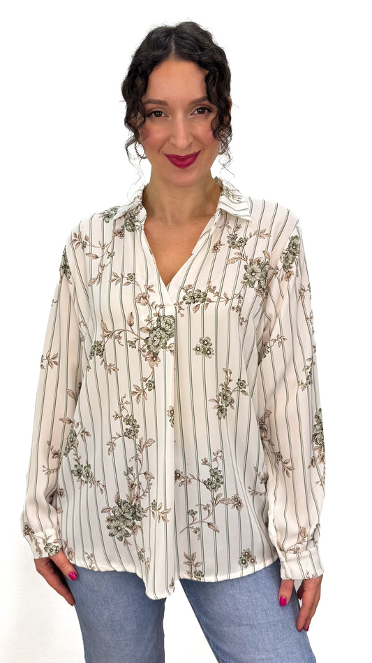 BLUSA RIGHE E FIORI