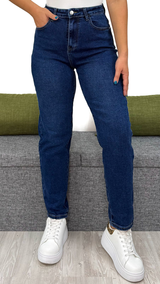 JEANS MOM-FIT BLU UNIFORME