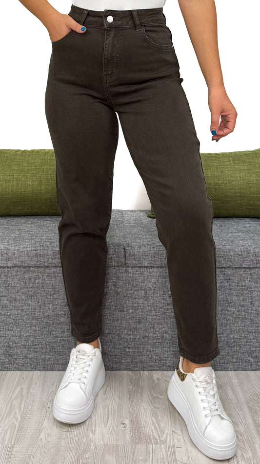 JEANS MOM-FIT CIOCCOLATO