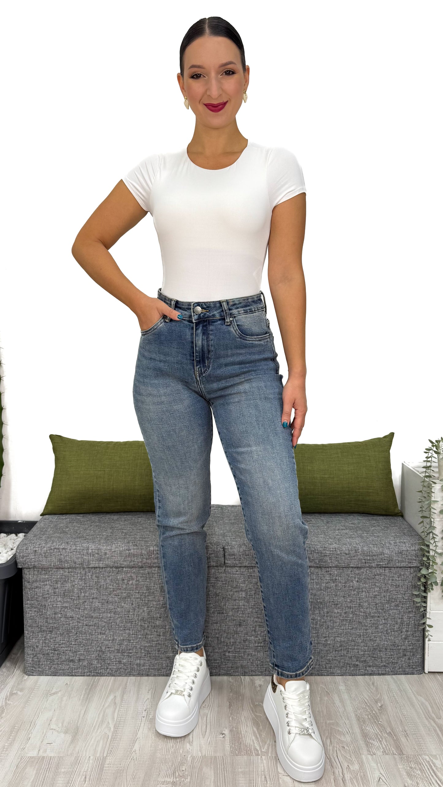 JEANS MOM-FIT EFFETTO VINTAGE