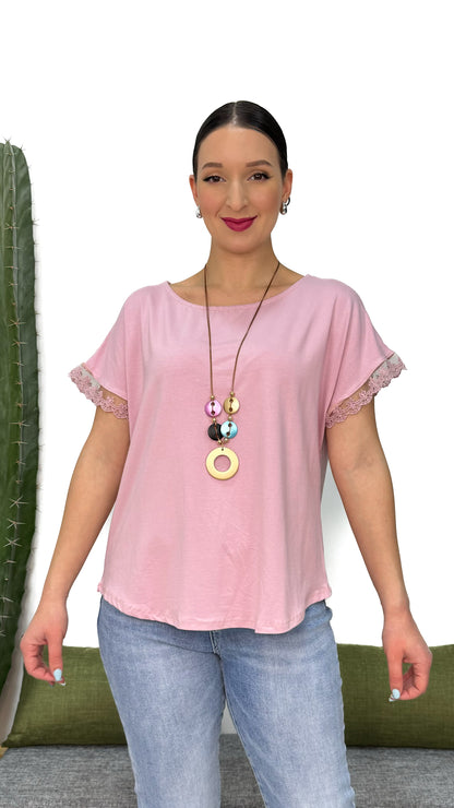 T-SHIRT CON MANICA IN PIZZO