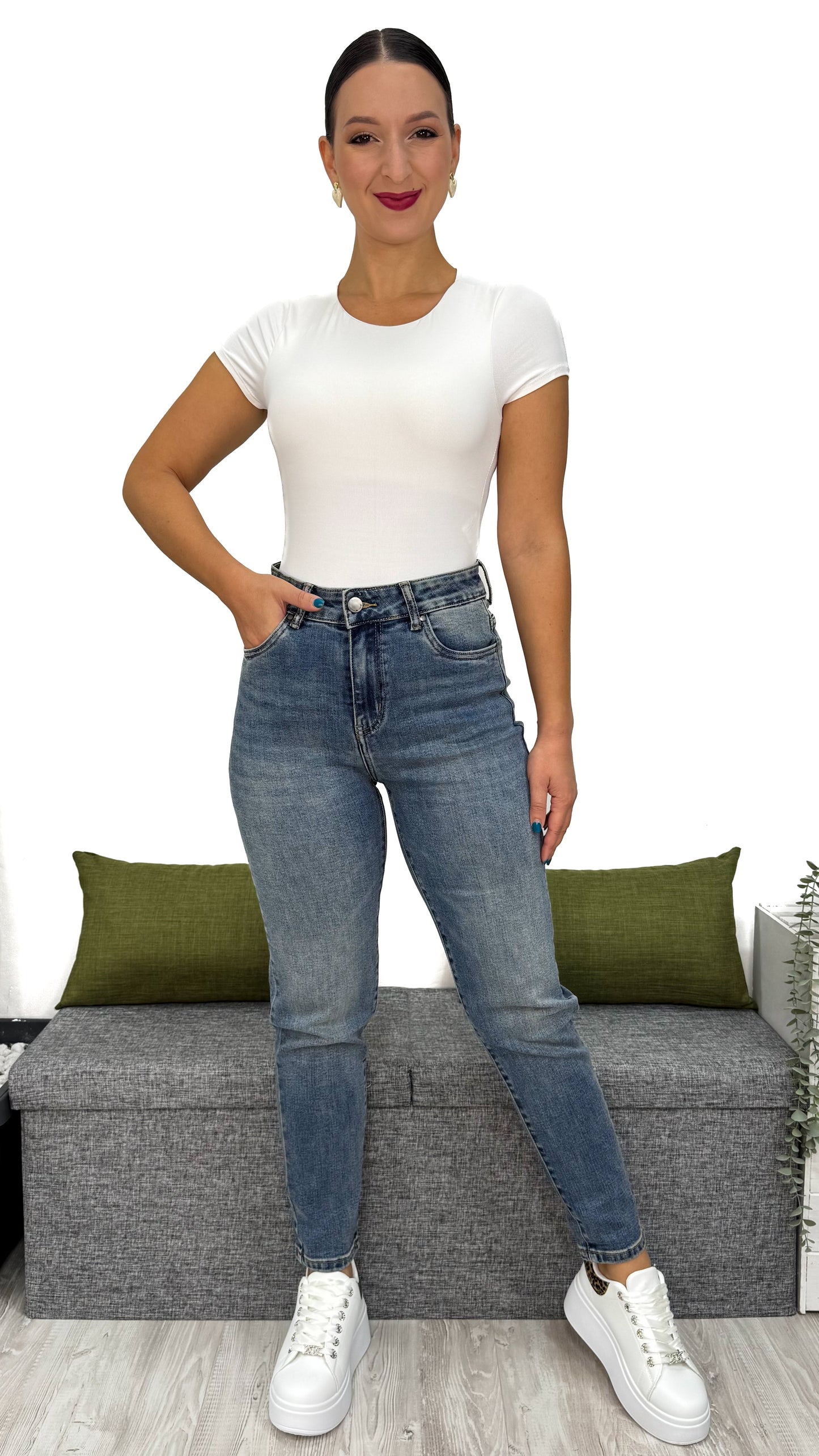JEANS MOM-FIT EFFETTO VINTAGE