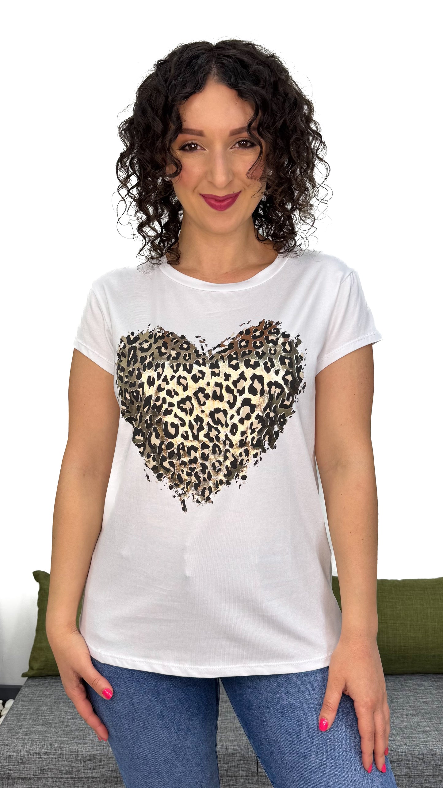 T-SHIRT CUORE LEOPARDATO