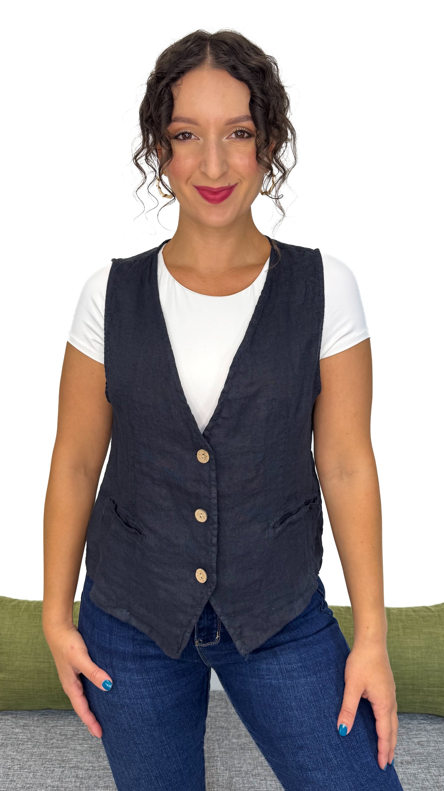 GILET 100% LINO