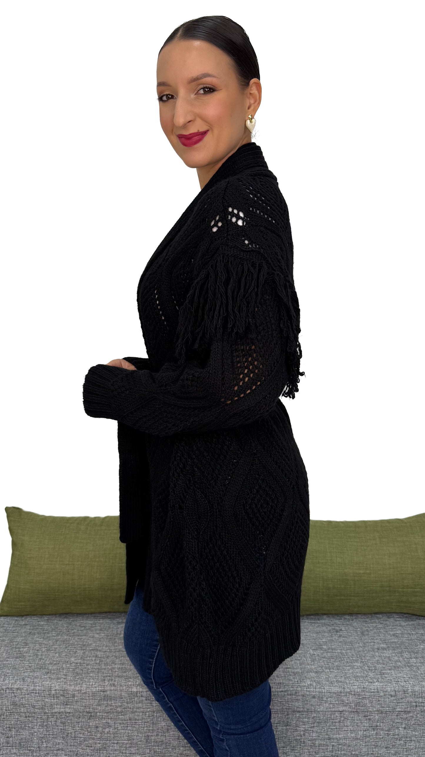 CARDIGAN ROMBI E FRANGE