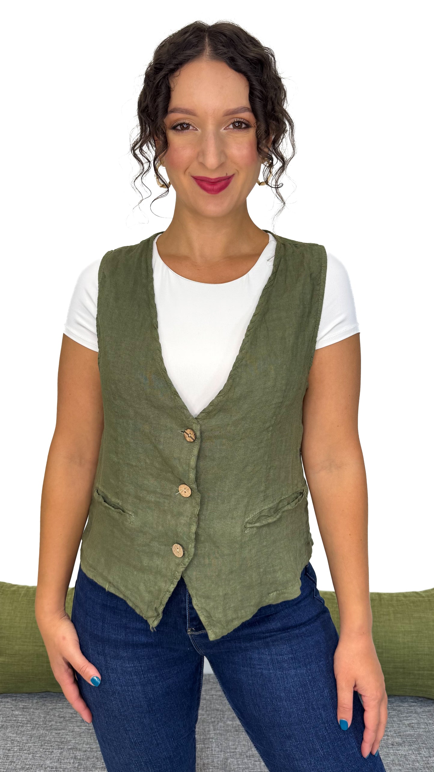 GILET 100% LINO