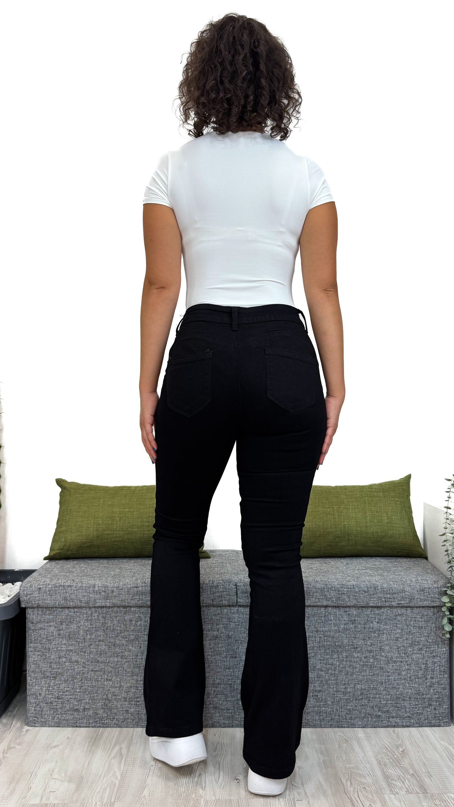 JEANS FLARE NERO EFFETTO -5KG