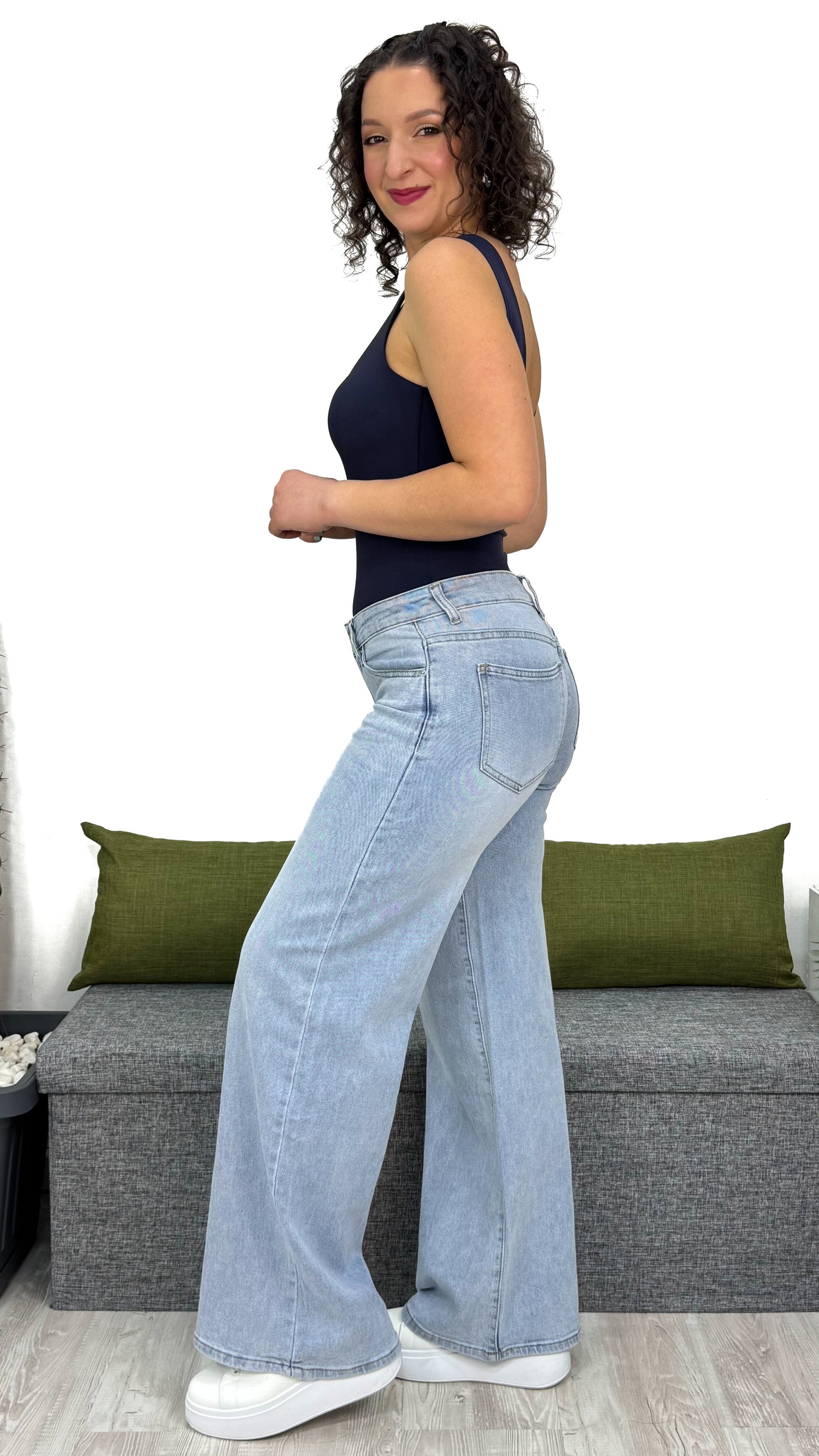 JEANS A ZAMPA CON VITA BASSA tgXS