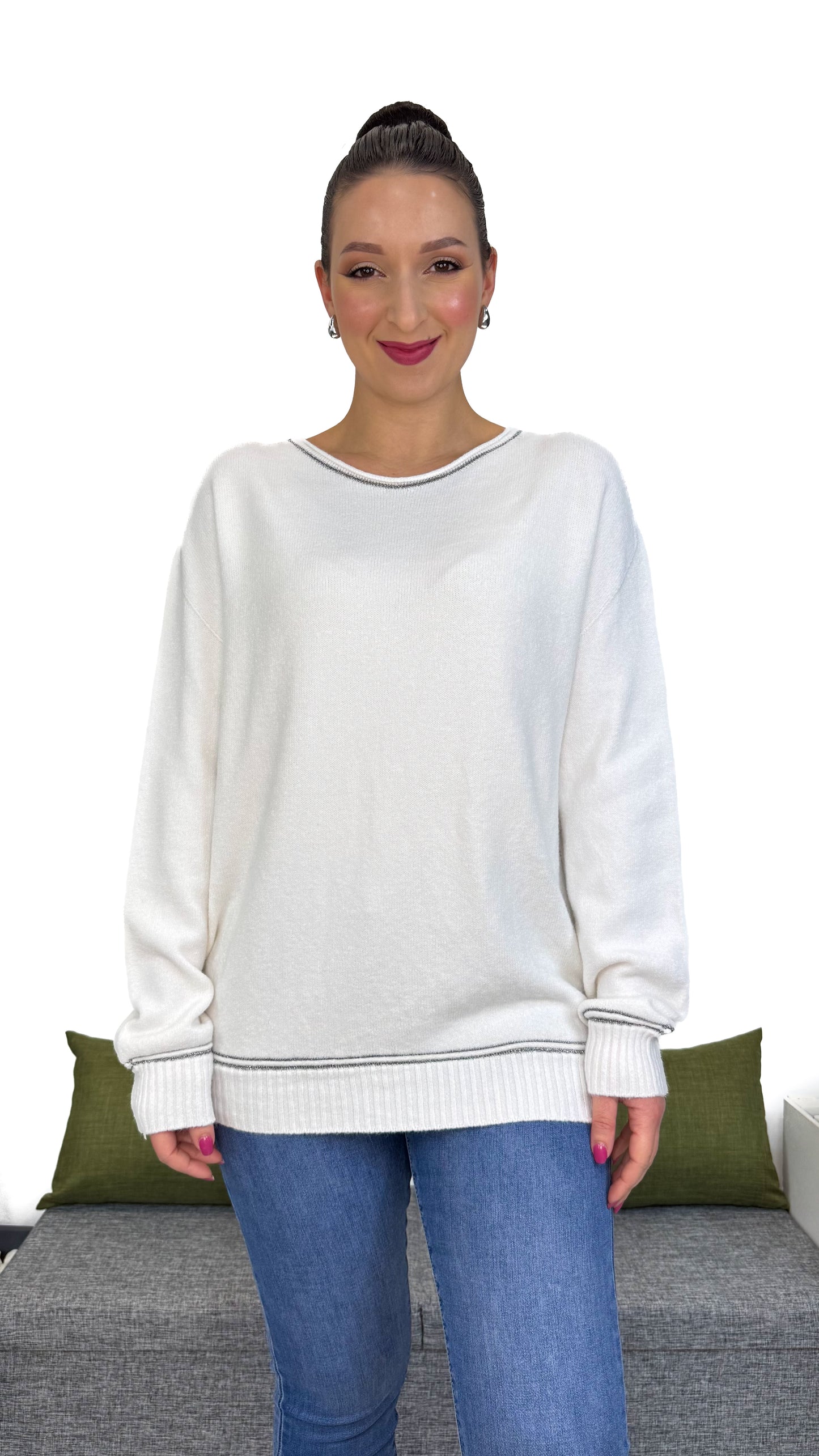 MAGLIA SOFT CON FILO IN LUREX ARGENTO