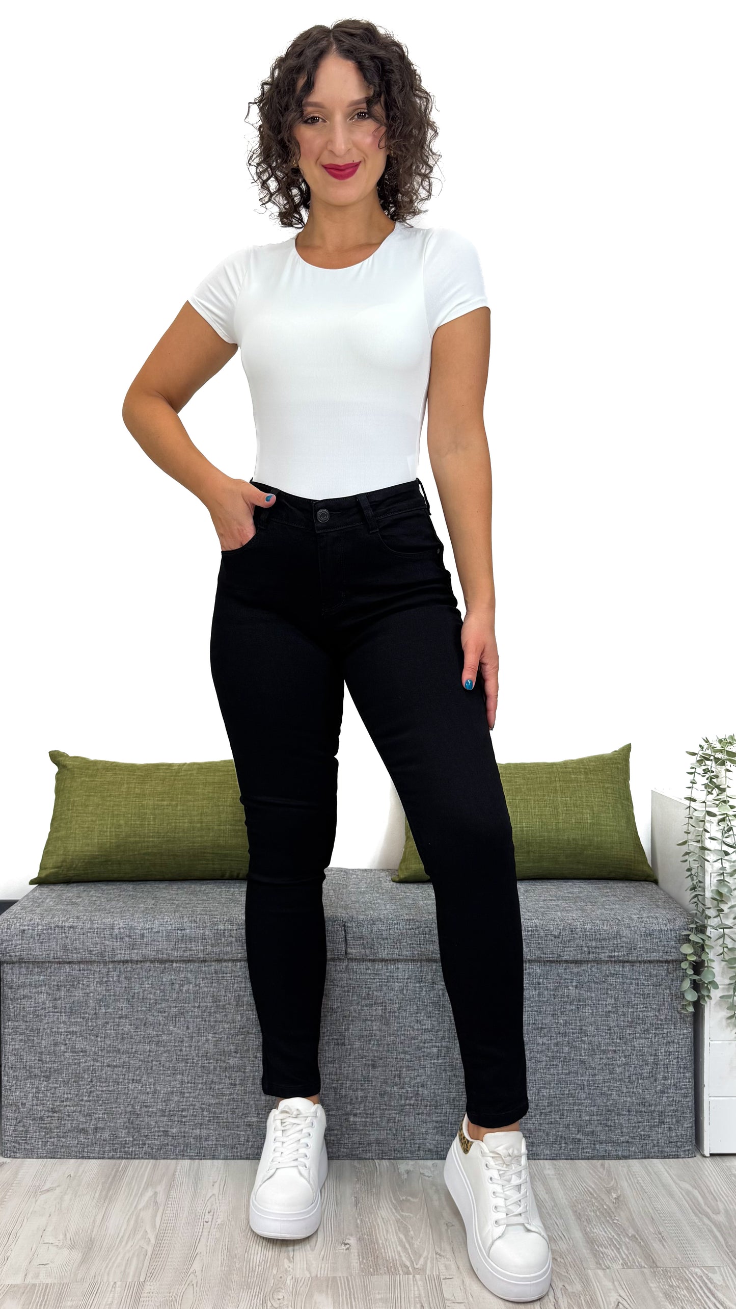 JEANS SKINNY NERO EFFETTO -5KG