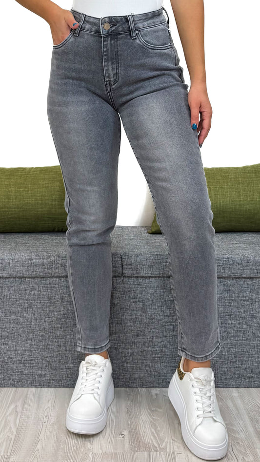 JEANS MOM-FIT GRIGIO
