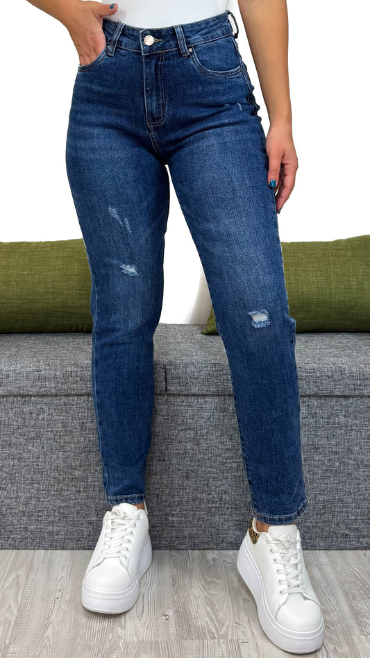 JEANS MOM-FIT BLU