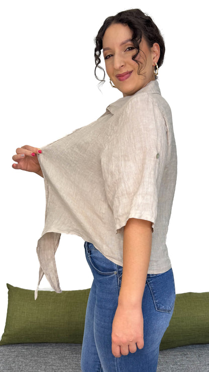 Camicia con nodino 100% Lino