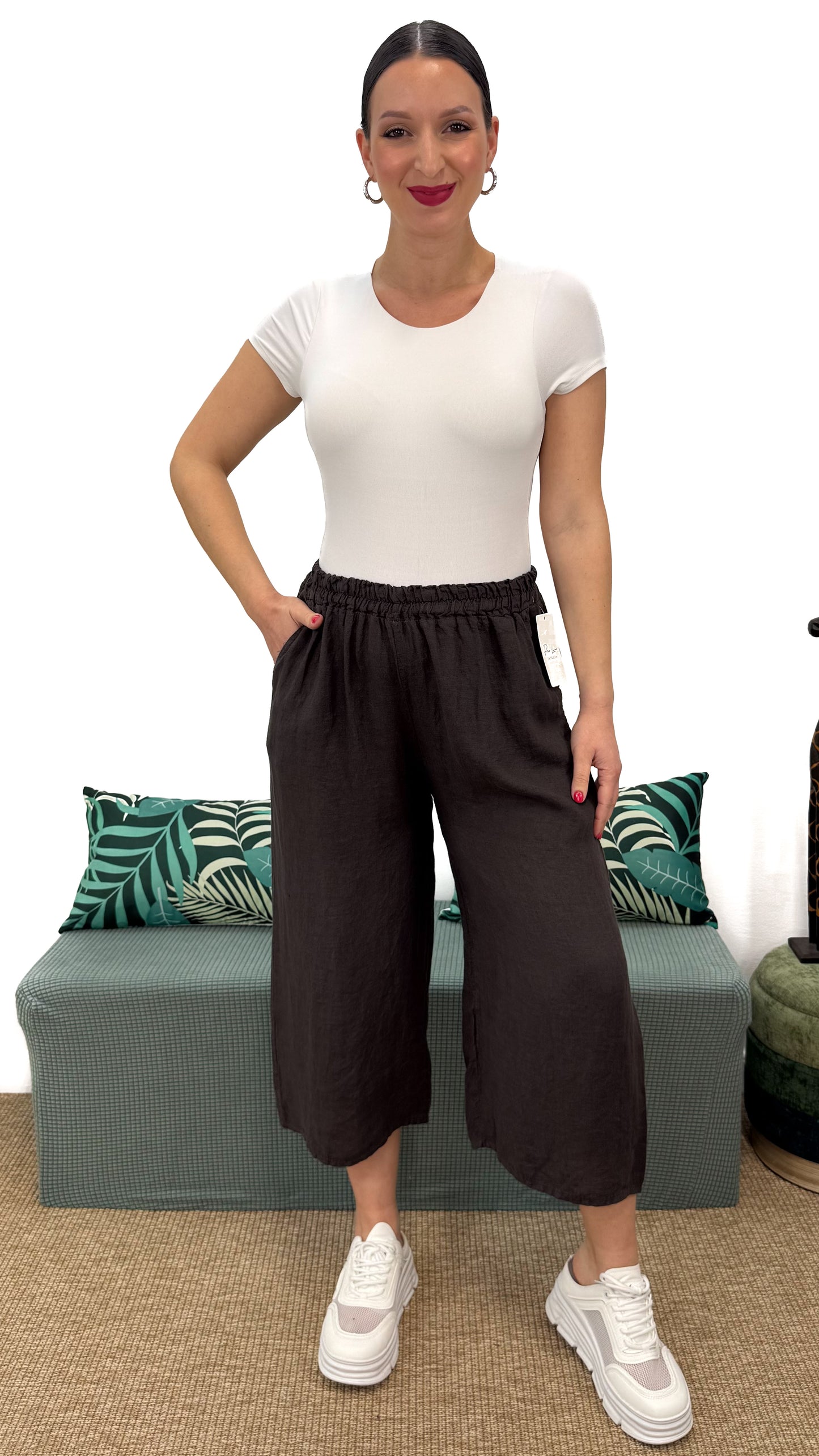 PANTALONE A 3/4 IN LINO