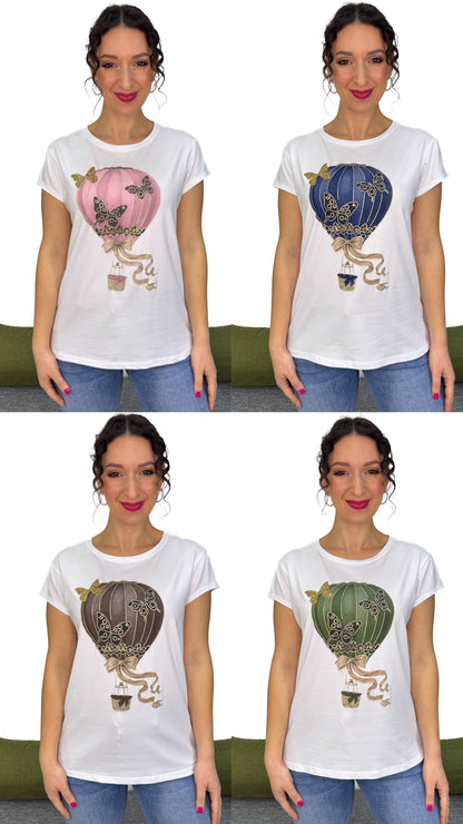 T-SHIRT MONGOLFIERA E FARFALLA