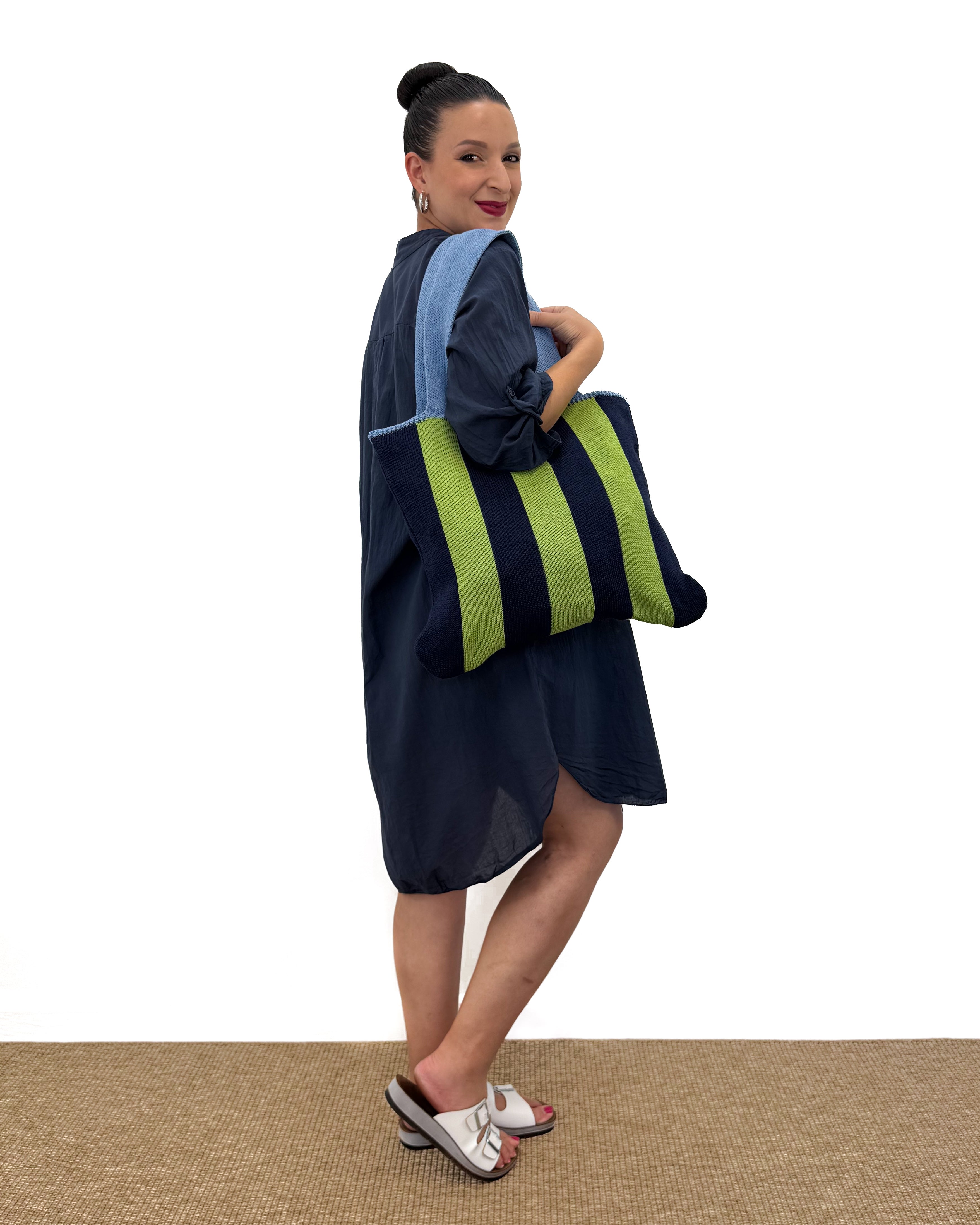 BORSA IN MAGLIA RIGATA