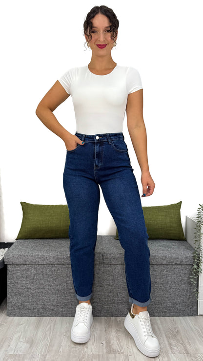 JEANS MOM-FIT BLU UNIFORME