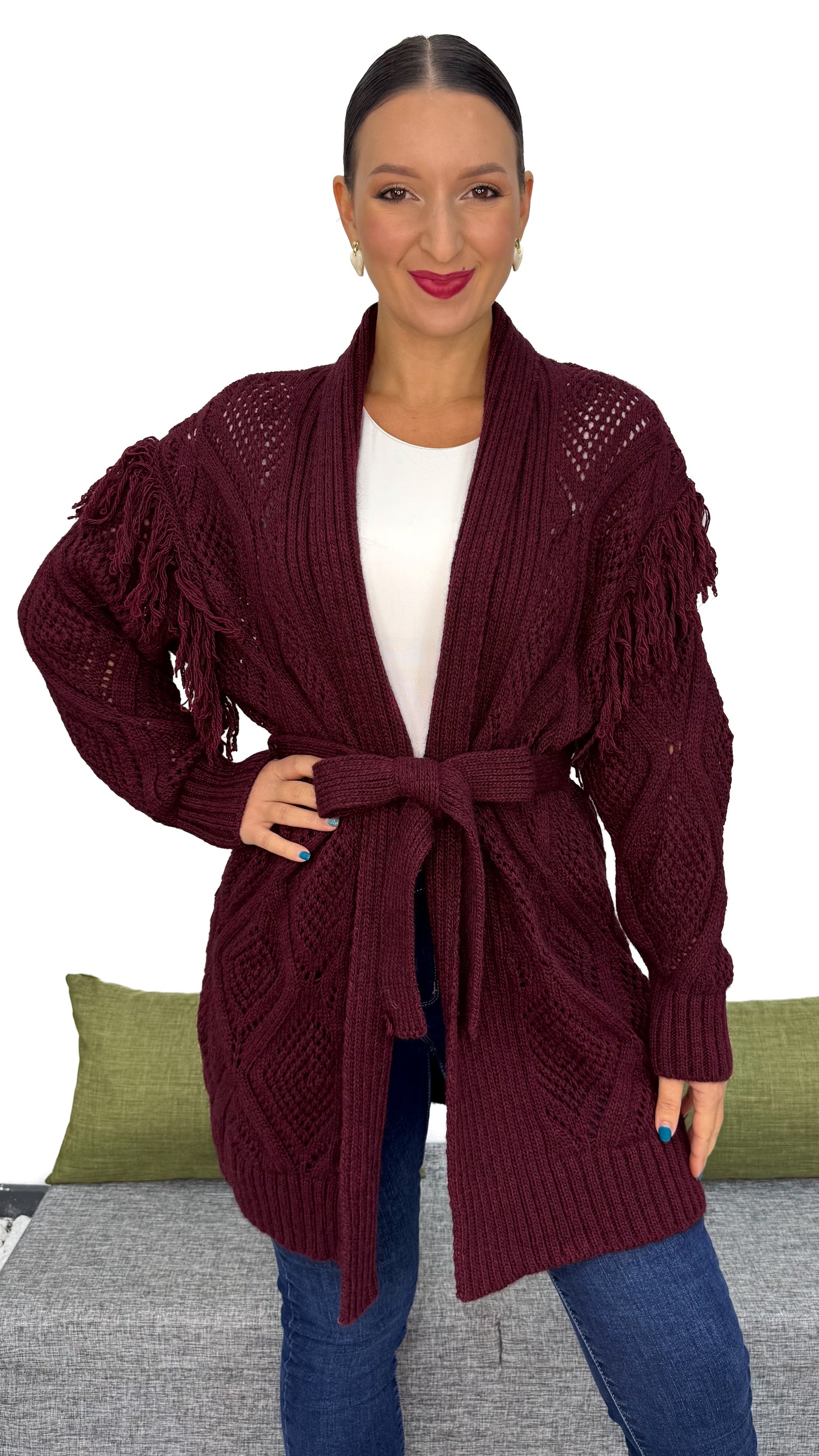 CARDIGAN ROMBI E FRANGE