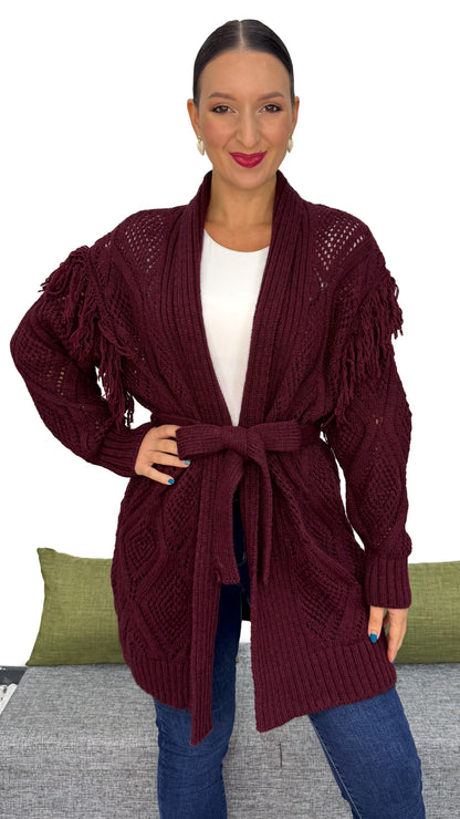 CARDIGAN ROMBI E FRANGE