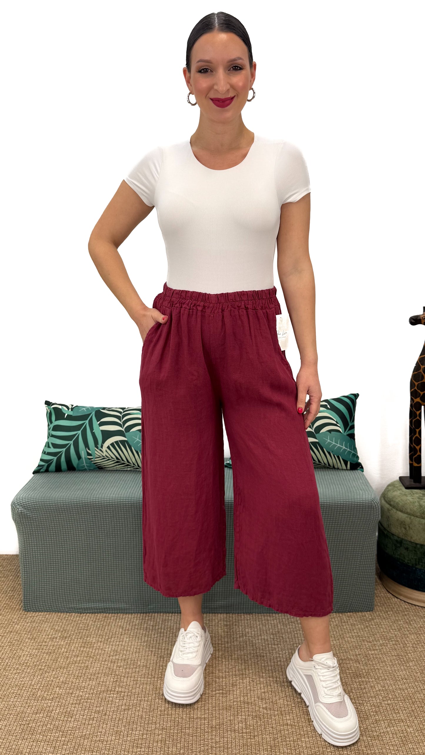 PANTALONE A 3/4 IN LINO