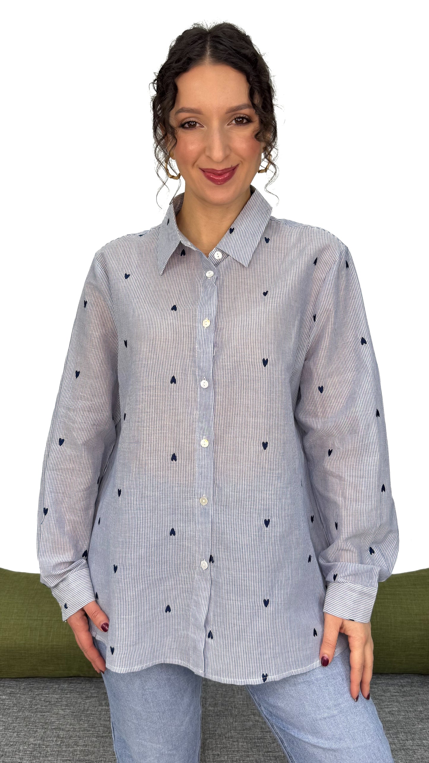 CAMICIA CUORI SULLE RIGHE