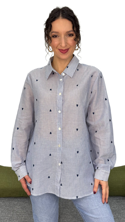 CAMICIA CUORI SULLE RIGHE
