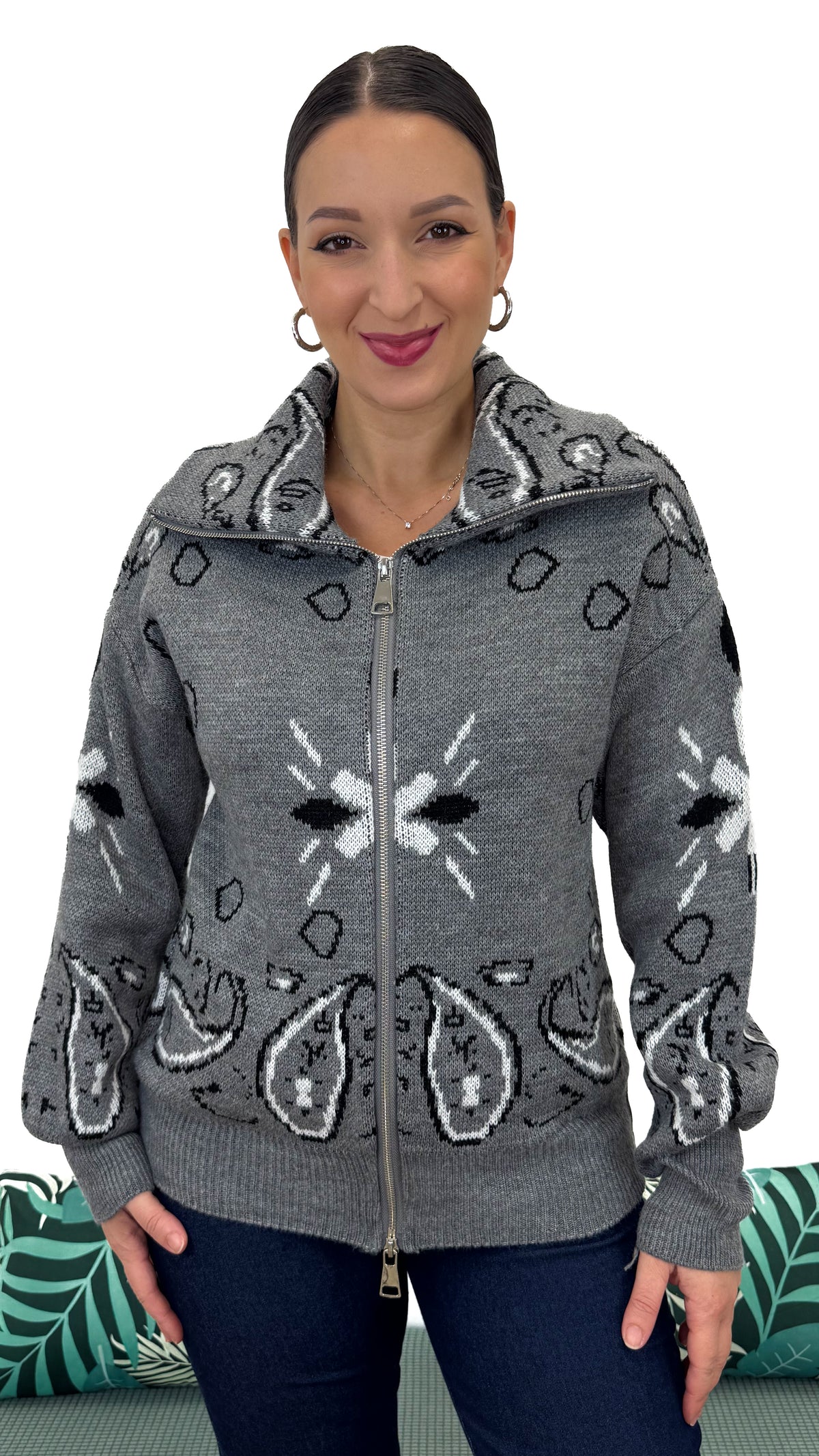 MAGLIONE BANDANA CON ZIP