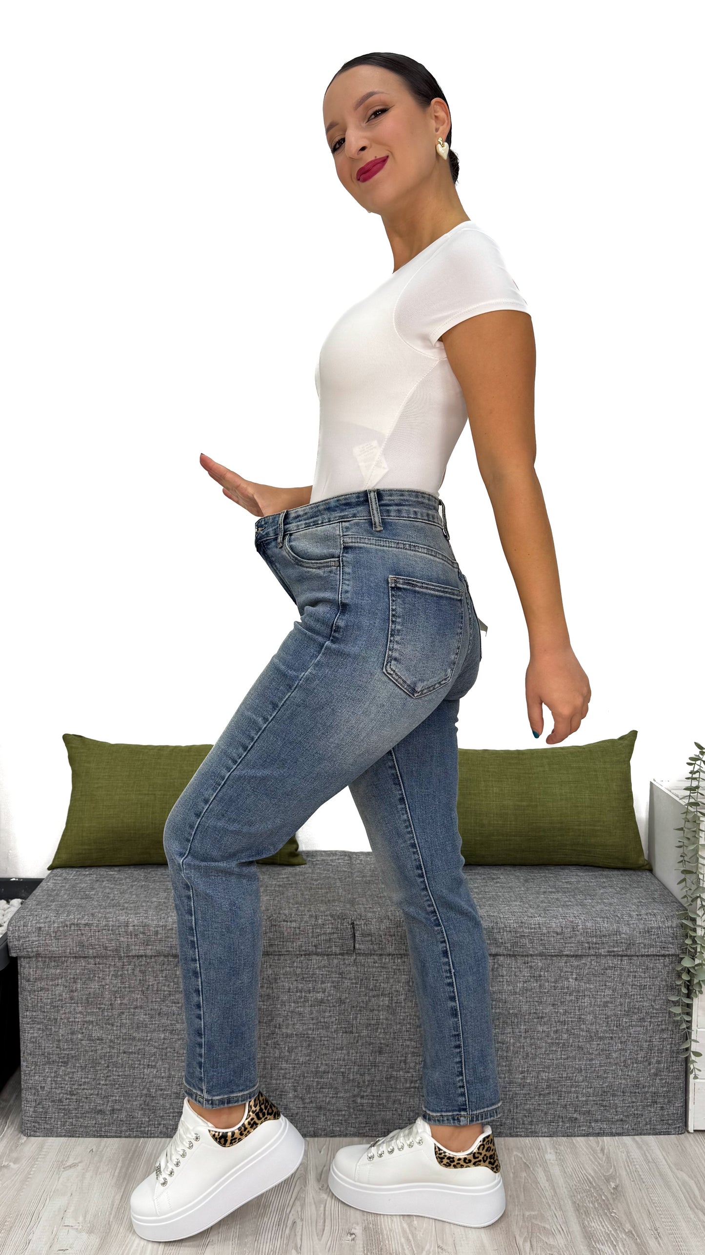 JEANS MOM-FIT EFFETTO VINTAGE