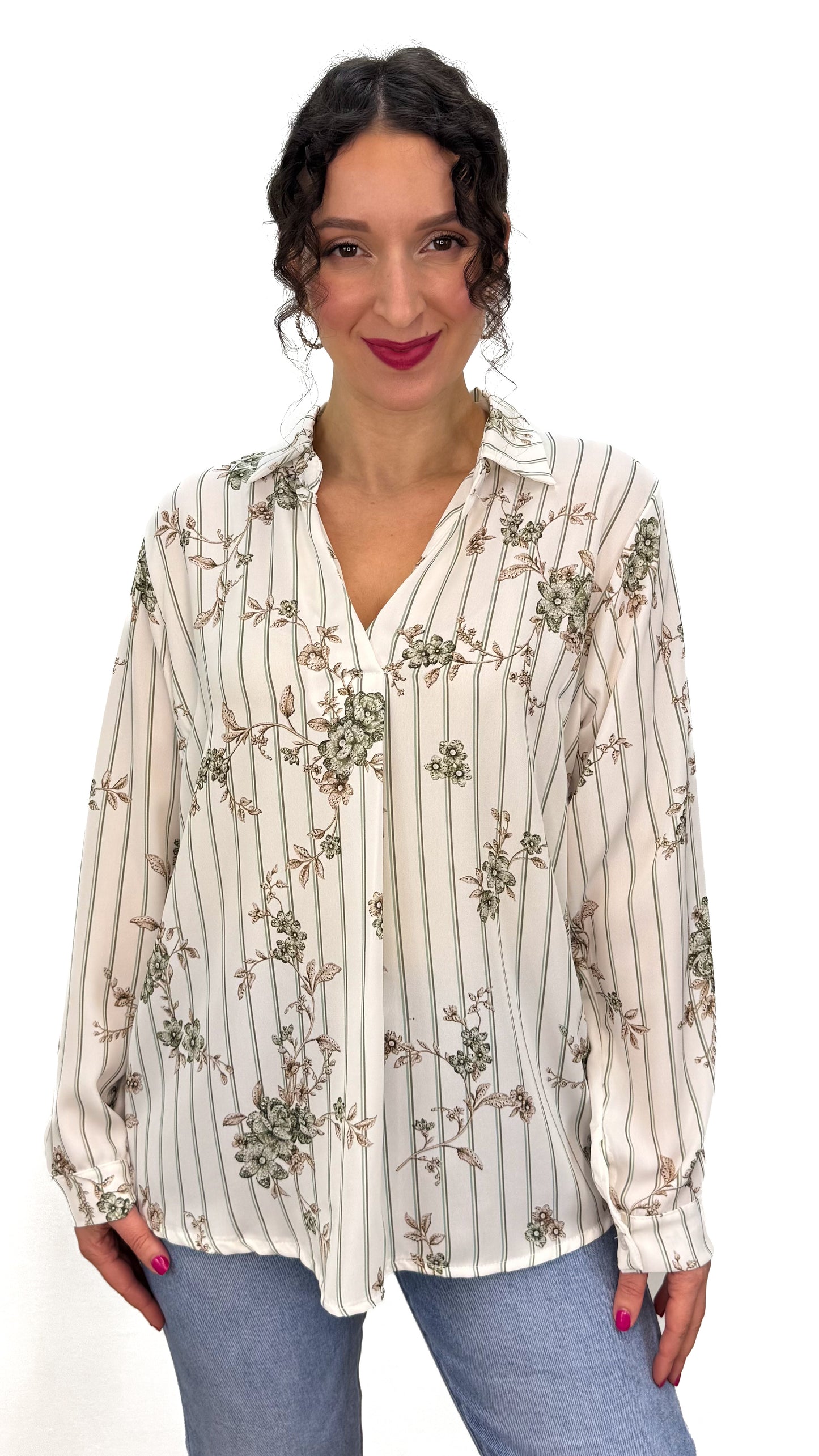 BLUSA RIGHE E FIORI