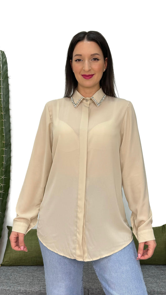 Camicia Colletto Brillante Nude