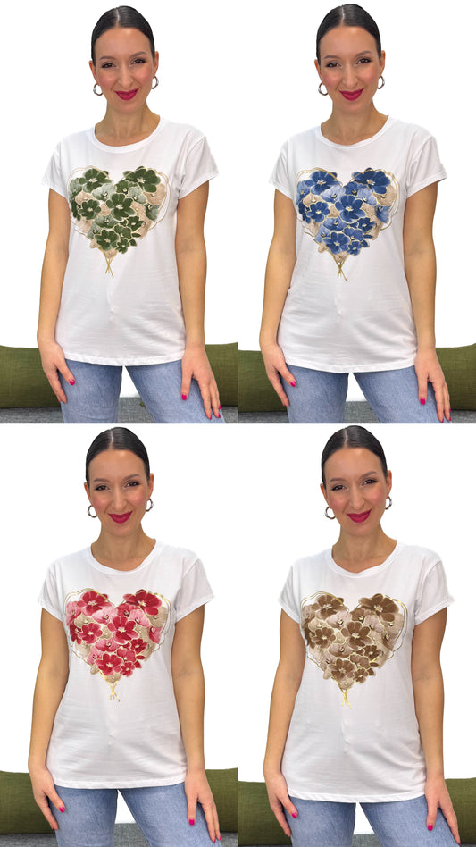 T-SHIRT CUORE DI FIORI