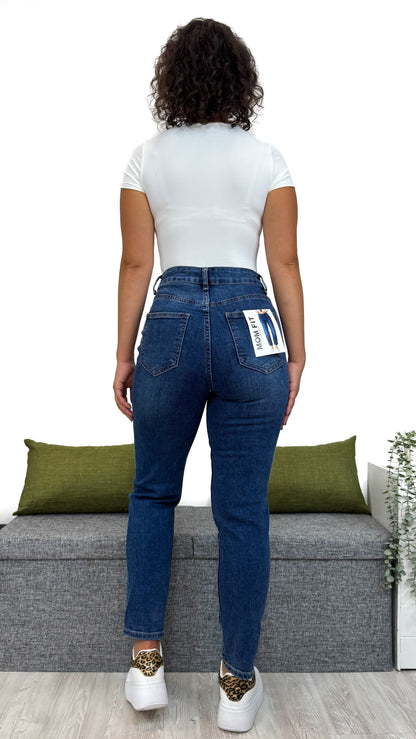 JEANS MOM-FIT BLU