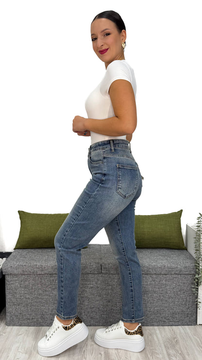 JEANS MOM-FIT EFFETTO VINTAGE