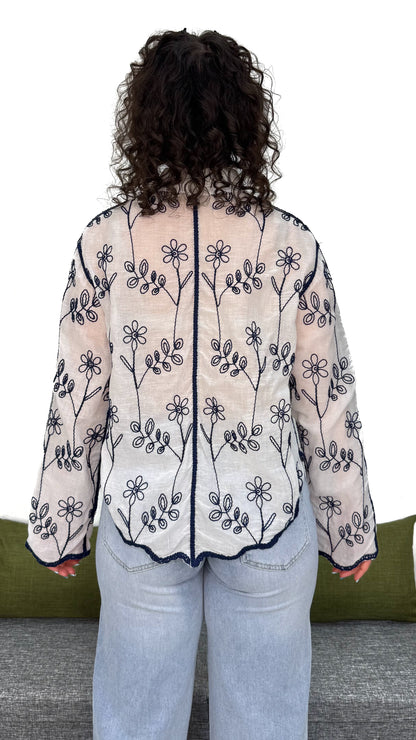CAMICIA RICAMI BLU