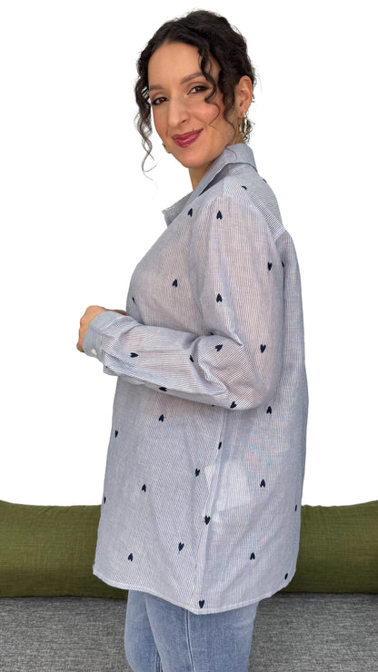 CAMICIA CUORI SULLE RIGHE