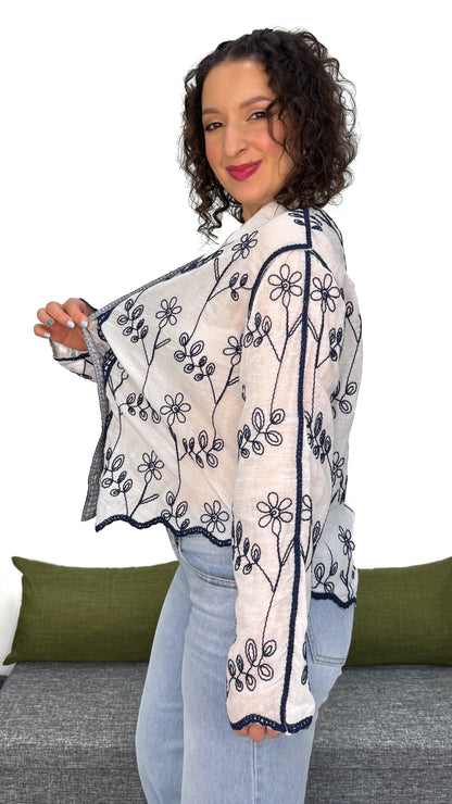 CAMICIA RICAMI BLU