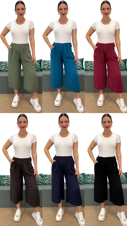 PANTALONE A 3/4 IN LINO