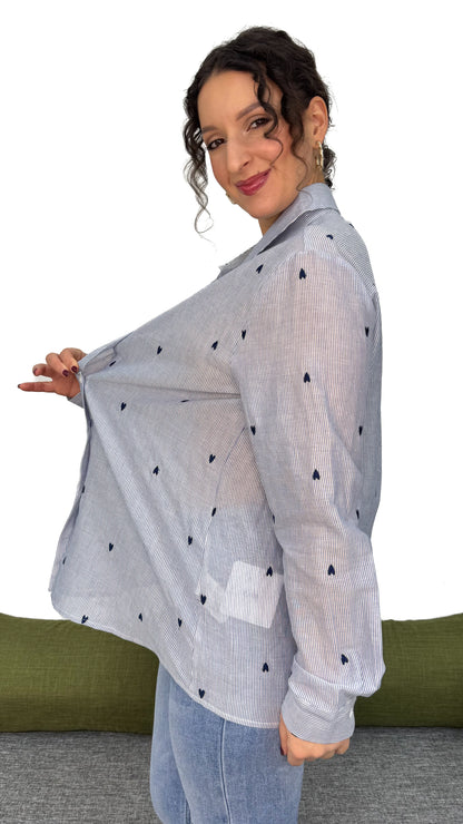 CAMICIA CUORI SULLE RIGHE