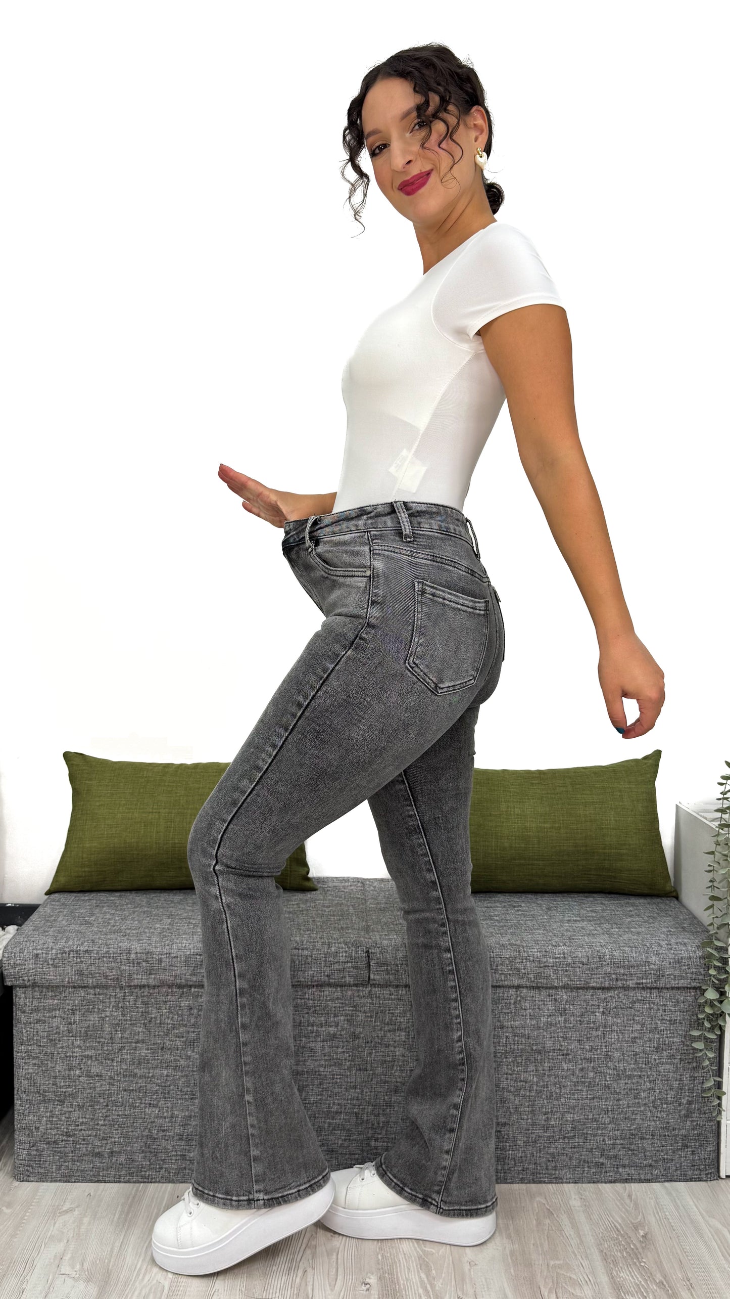 JEANS FLARE GRIGIO