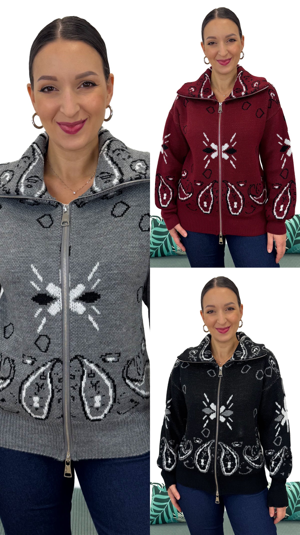 MAGLIONE BANDANA CON ZIP