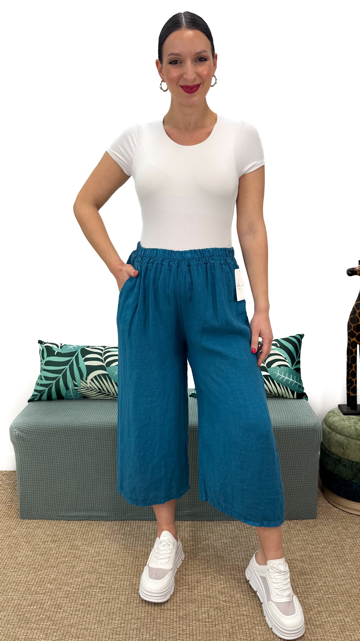 PANTALONE A 3/4 IN LINO