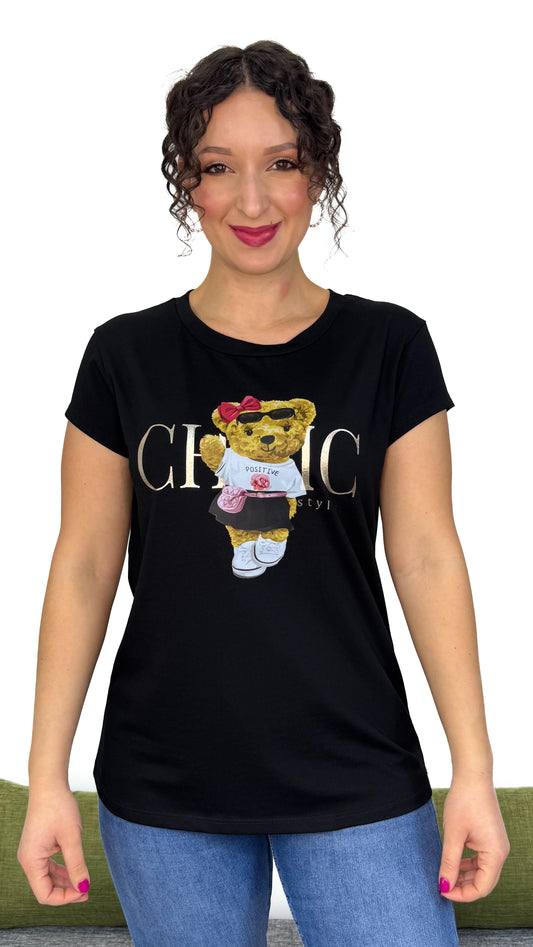 T-SHIRT TEDDY CHIC NERA