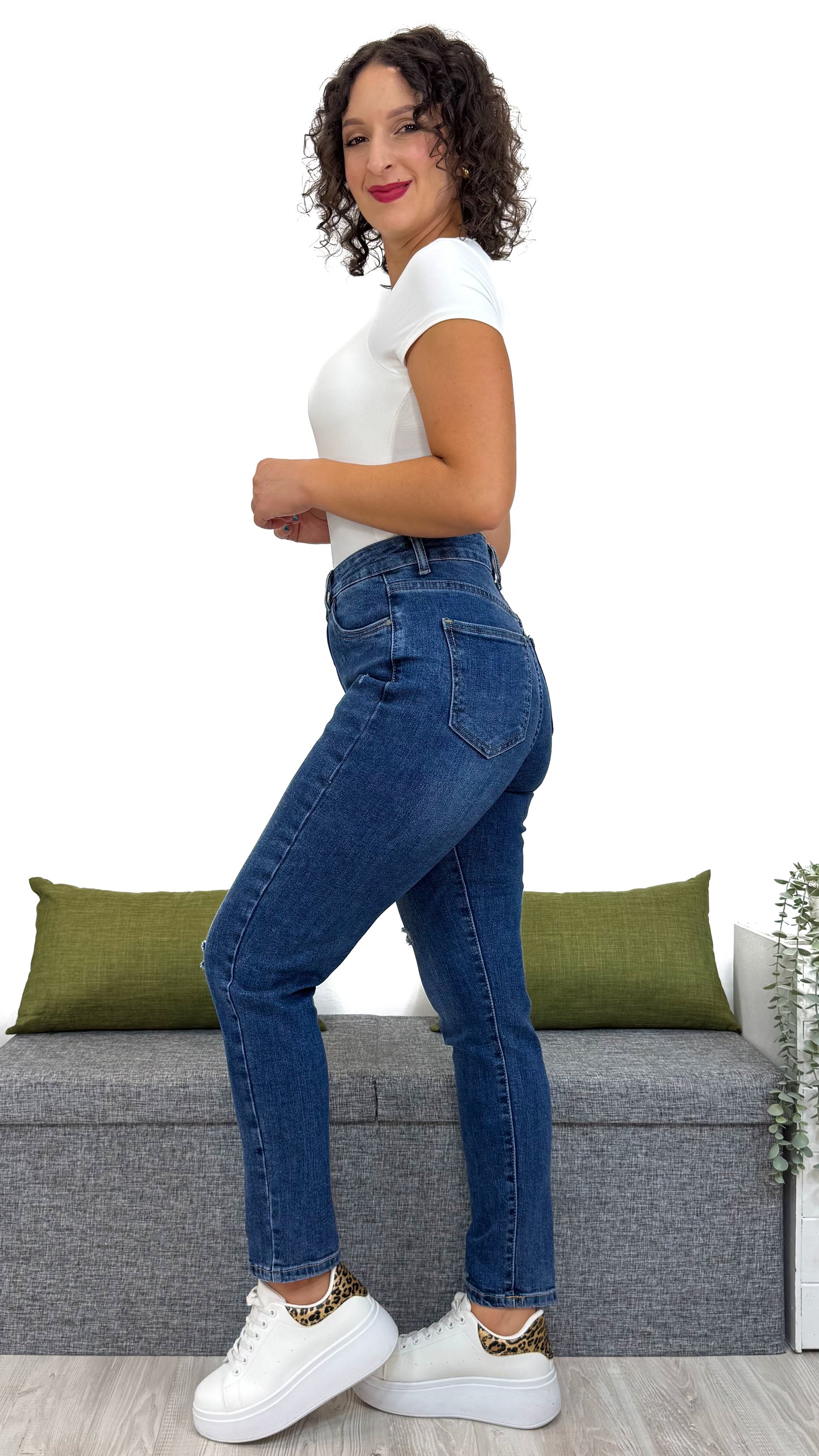 JEANS MOM-FIT BLU