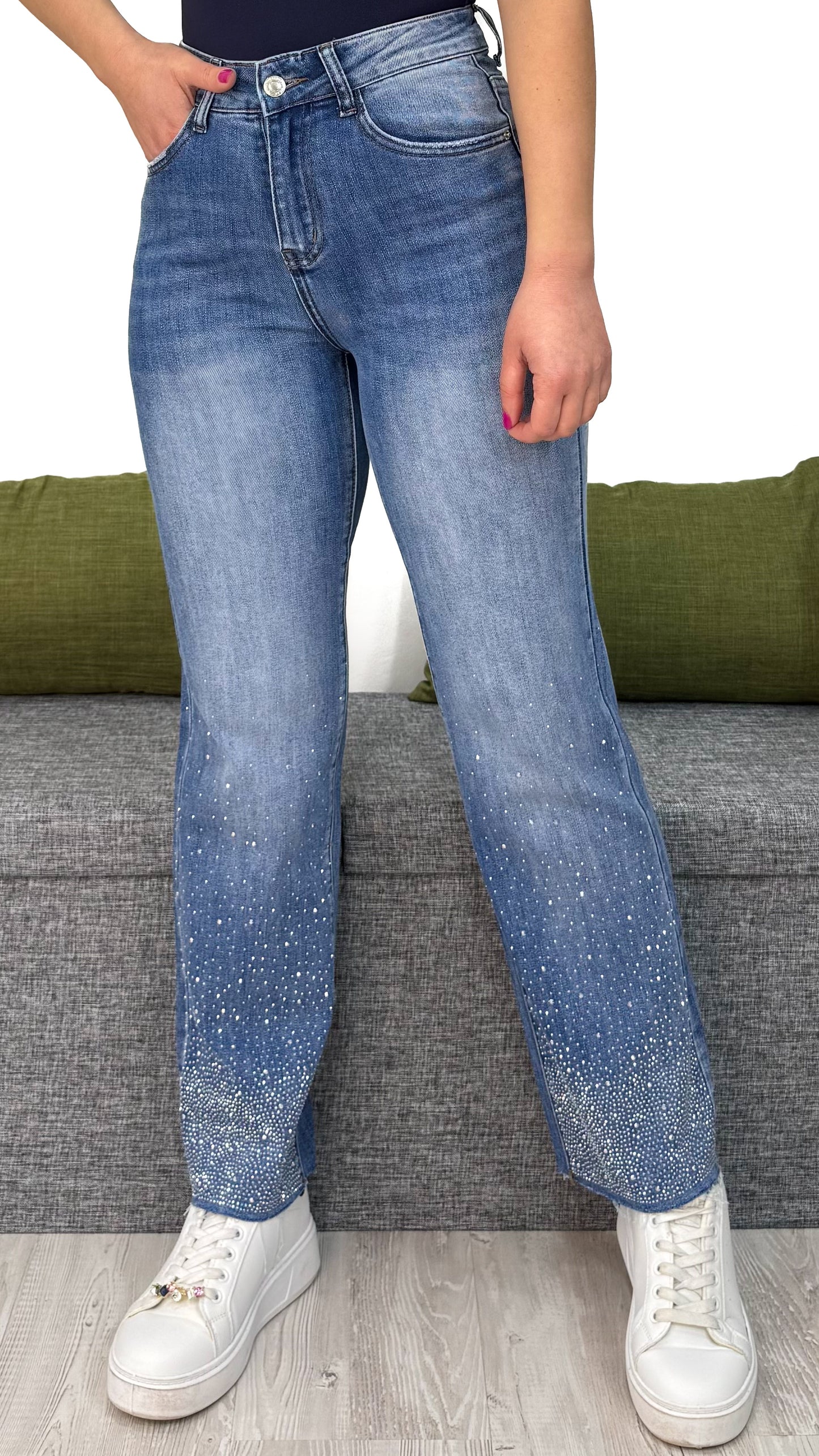 JEANS GLITTER GAMBA DRITTA