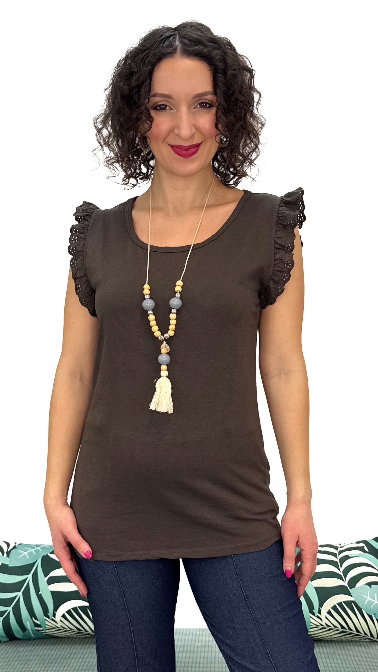 T-SHIRT CON MANICA PIZZO SANGALLO